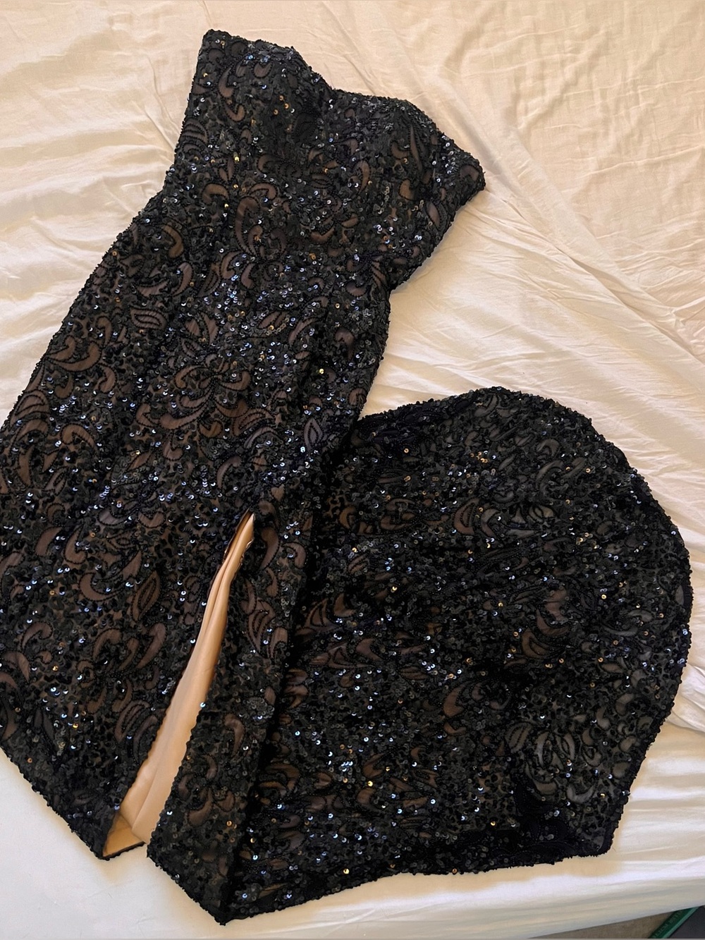 Scala Black Beaded and Sequin Silk Dress